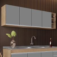 Armário Aéreo Nevada Com Nicho 180cm 4 Portas Castanho-cinza - Lumil - 2