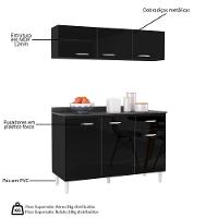 Armário Aéreo E Balcão De Cozinha 120cm Com Tampo Classic P11 Preto - Mpozenato - 5