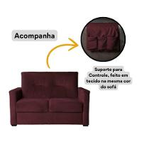 Sofá Pequeno 2 Lugares 1,35 Porta Controle No Braço Alice Marsala - 6