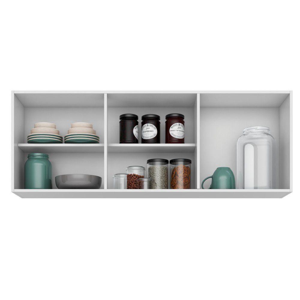 Armário Aéreo De Cozinha Parma 150cm 3 Portas - Lumil Móveis Branco - 6