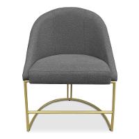 Cadeira Poltrona De Jantar Bela Linho Grafite Base Metálica Industrial Dourado - Pallazio - 3