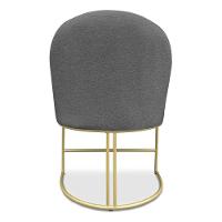Cadeira Poltrona De Jantar Bela Linho Grafite Base Metálica Industrial Dourado - Pallazio - 5