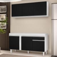 Armário Aéreo Argélia E Balcão Para Pia 150cm Dakota Branco-preto - Lumil Móveis - 3