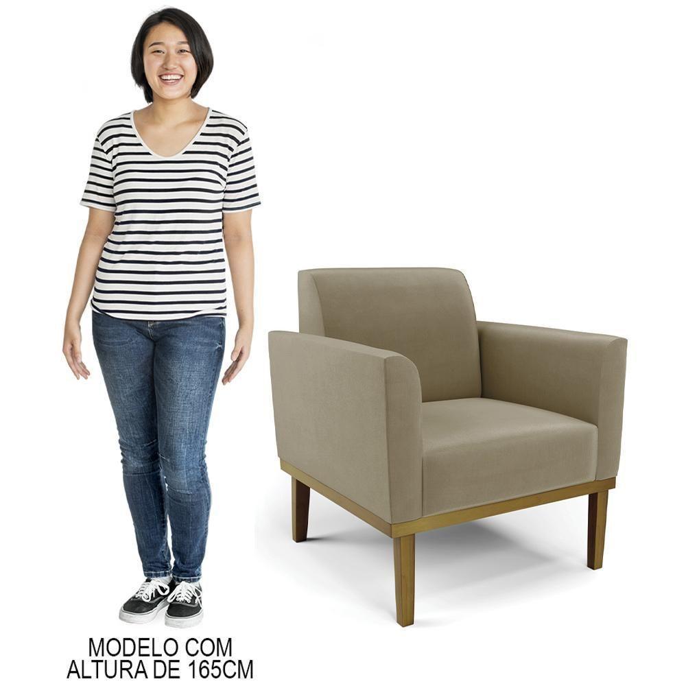 Poltrona Base Madeira Castanho Kit 2 Maressa Suede Preto - Ibiza - 9