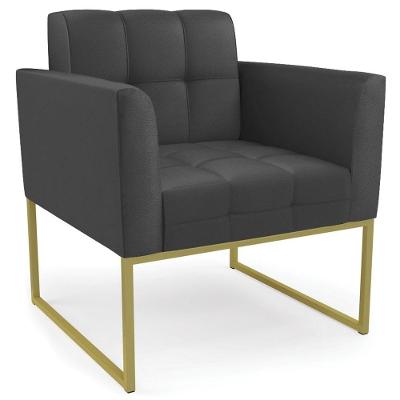Poltrona Decorativa Ana Couro Sintético Dourado Preto Ibiza