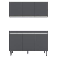 Armário Aéreo Andréia E Balcão Gabinete Para Pia Sem Tampo Manu 120cm Cinza - Ajl Móveis - 1