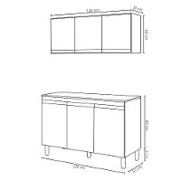 Armário Aéreo Andréia E Balcão Gabinete Para Pia Sem Tampo Manu 120cm Cinza - Ajl Móveis