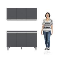 Armário Aéreo Andréia E Balcão Gabinete Para Pia Sem Tampo Manu 120cm Cinza - Ajl Móveis - 5