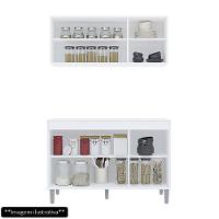 Armário Aéreo Andréia E Balcão Gabinete Para Pia Sem Tampo Manu 120cm Cinza - Ajl Móveis - 6