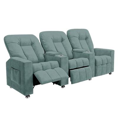 Poltrona Reclinável Para Cinema 3 Lugares Praddo Fh9 Veludo Azul Claro - Mpozenato