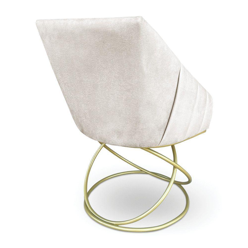 Kit 2 Poltronas Luxo Alana Suede Base De Ferro Dourado - Pallazio Cor Vermelho - 6