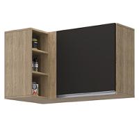 Armário Aéreo De Canto Reto Com Nicho Adega Austin Castanho-preto - Lumil - 1