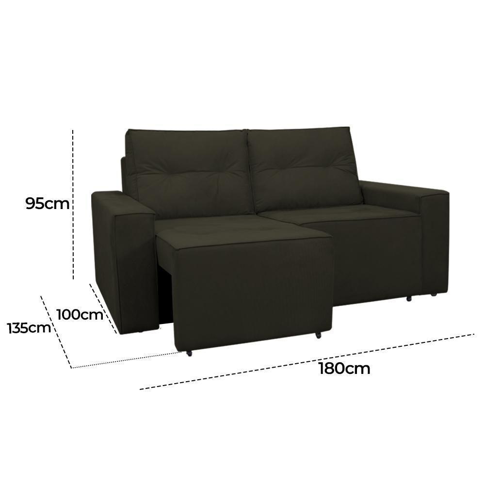 Sofá Retrátil 2 Lugares 1,80 Confortável Polo Marrom - 2