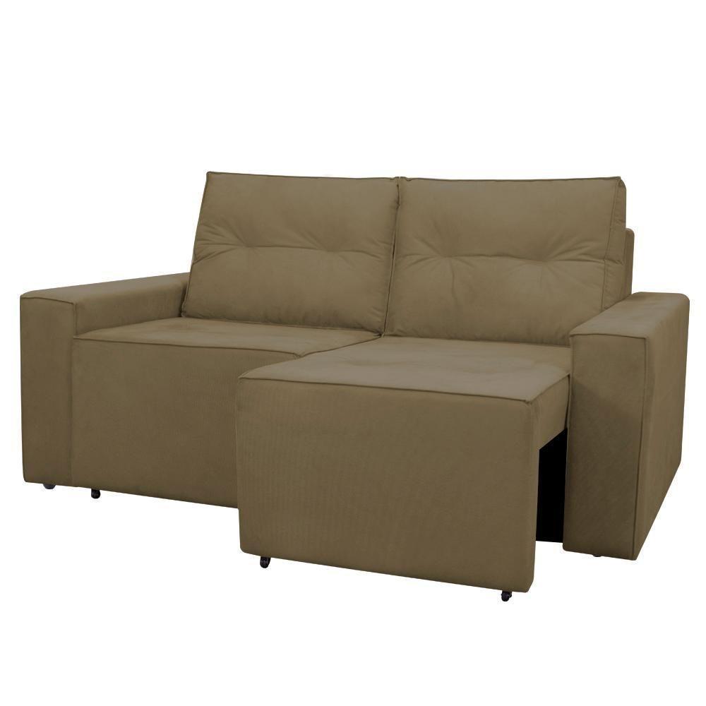 Sofá Retrátil 2 Lugares 1,80 Confortável Polo Claro Marrom Claro - 3