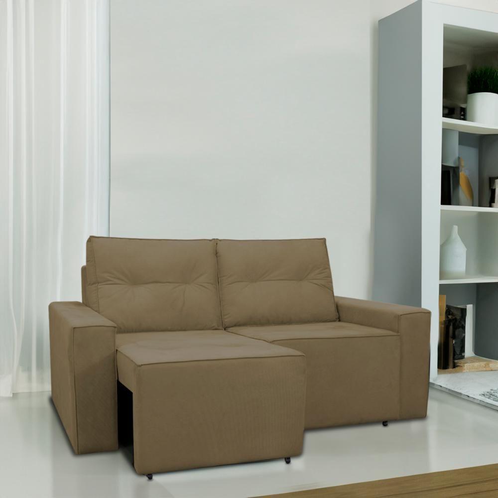 Sofá Retrátil 2 Lugares 1,80 Confortável Polo Claro Marrom Claro - 5