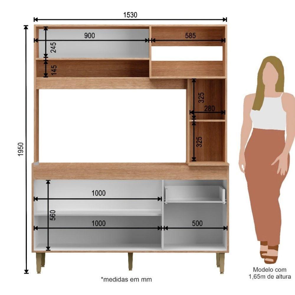 Armário De Cozinha Compacta Em Mdp Mel E Preto 1,95 X 1,53 M Splendore - 3