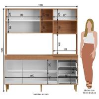 Armário De Cozinha Compacta Em Mdp Mel E Preto 1,95 X 1,85 M Splendore - 3