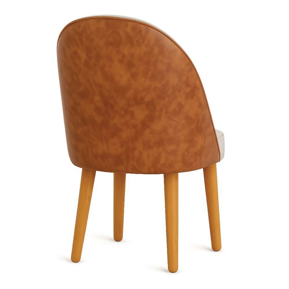 Kit 02 Cadeiras Poltrona De Jantar Bela Corano Nozes E Linho Bege Pés Palito Castanho - Pallazio - 6