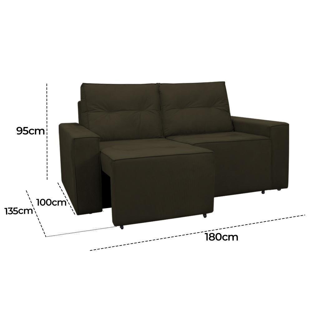 Sofá Retrátil 2 Lugares 1,80 Confortável Polo Marrom Escuro - 7