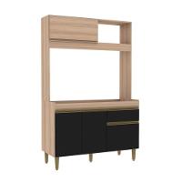 Armário De Cozinha Compacta Em Mdp Mel E Preto 1,94 X 1,24 M Splendore - 1