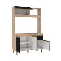 Armário De Cozinha Compacta Em Mdp Mel E Preto 1,94 X 1,24 M Splendore - 2