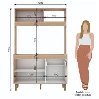 Armário De Cozinha Compacta Em Mdp Mel E Preto 1,94 X 1,24 M Splendore