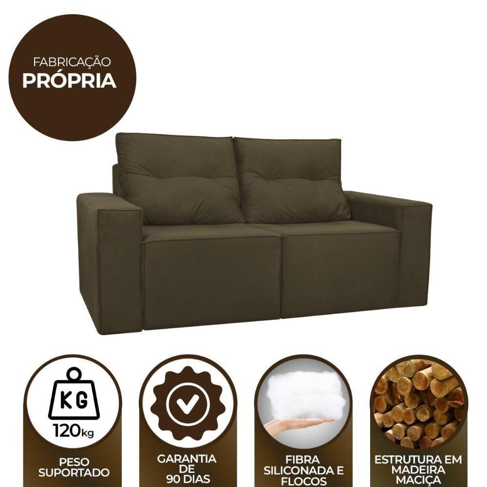 Sofá 1,80 Moderno 2 Lugares Confortável Onix Claro Marrom Claro - 6