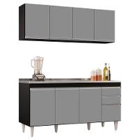 Armário Aéreo Nevada E Balcão Gabinete Com Pia 160cm Arkansas Preto-cinza - Lumil - 1