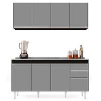 Armário Aéreo Nevada E Balcão Gabinete Com Pia 160cm Arkansas Preto-cinza - Lumil - 6