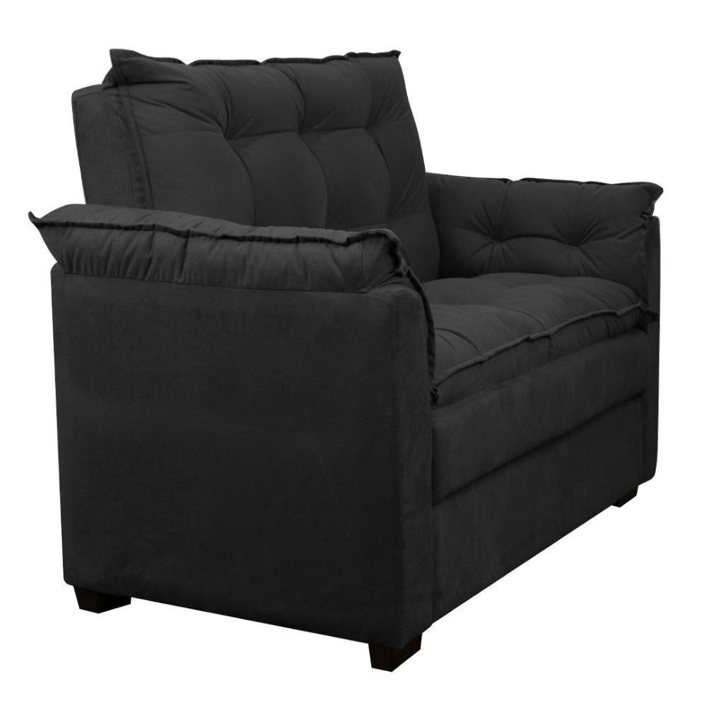 Sofá Confortável 1,40 Pequeno Compacto Small Preto - 2