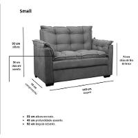 Sofá Confortável 1,40 Pequeno Compacto Small Preto - 6