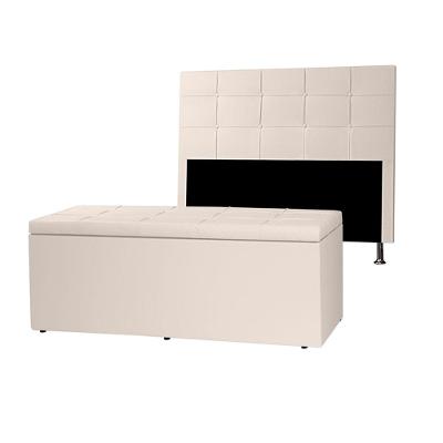 Kit Cabeceira E Calçadeira Baú King 1,95m Roma Corano - Pallazio Cor Branco
