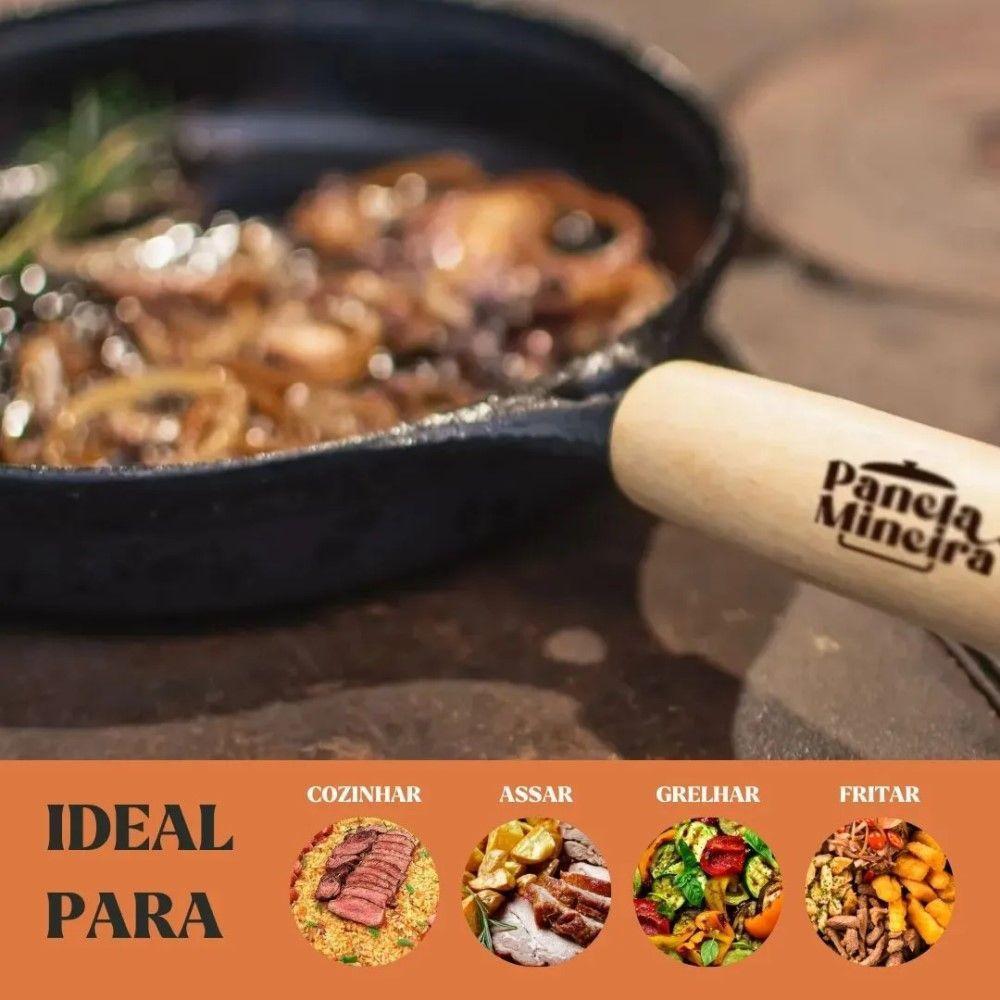 Frigideira Tradição 22 Cm 1,2 L Em Ferro Fundido E Cabo De Madeira Panela Mineira - 5