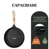 Frigideira Tradição 22 Cm 1,2 L Em Ferro Fundido E Cabo De Madeira Panela Mineira - 2