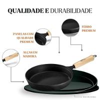 Frigideira Tradição 22 Cm 1,2 L Em Ferro Fundido E Cabo De Madeira Panela Mineira