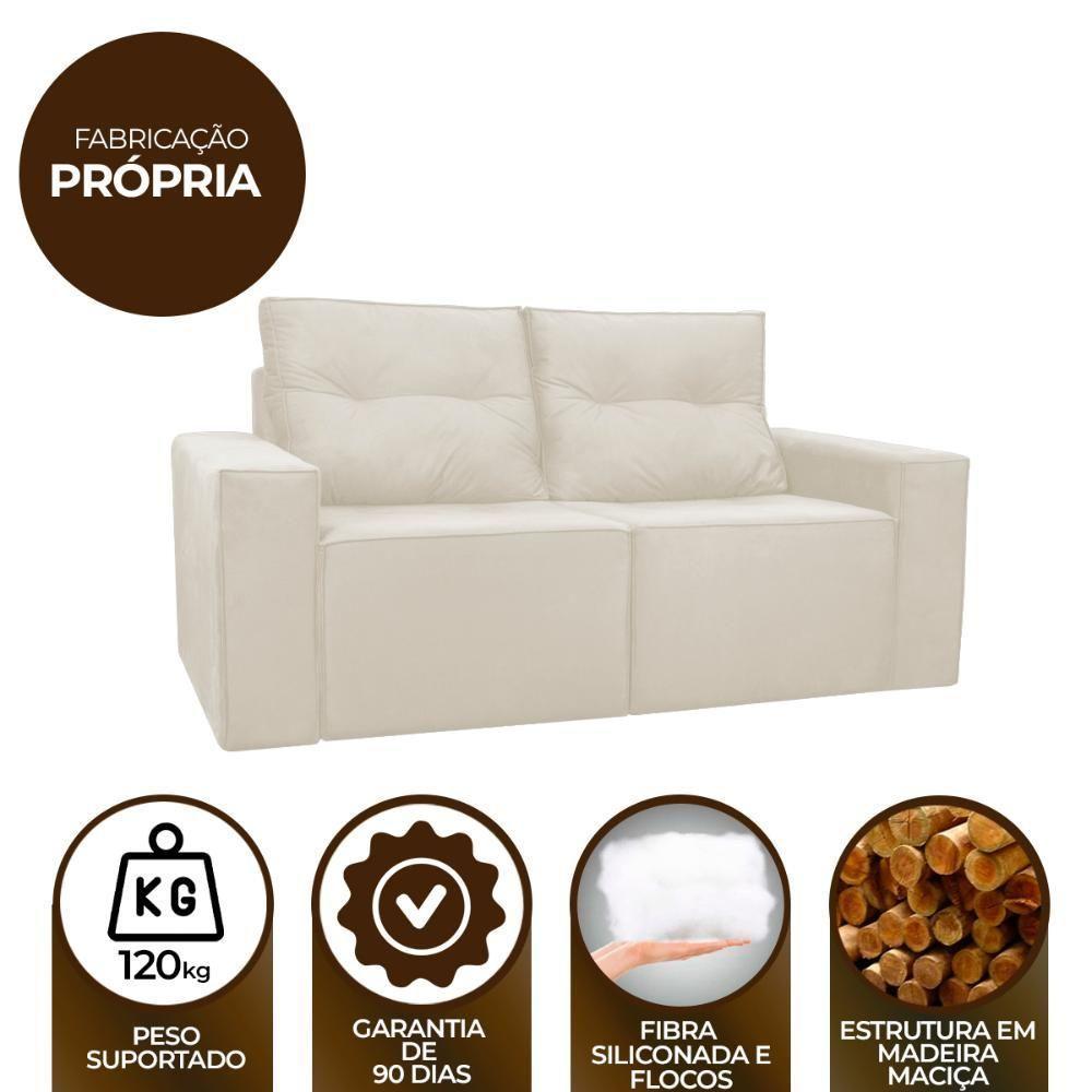Sofá 1,80 Moderno 2 Lugares Confortável Onix Bege - 2
