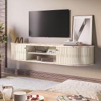 Rack Bancada Suspensa Para Tv 75 Polegadas 183cm Onix Calacata-off White - Pallazio - 2