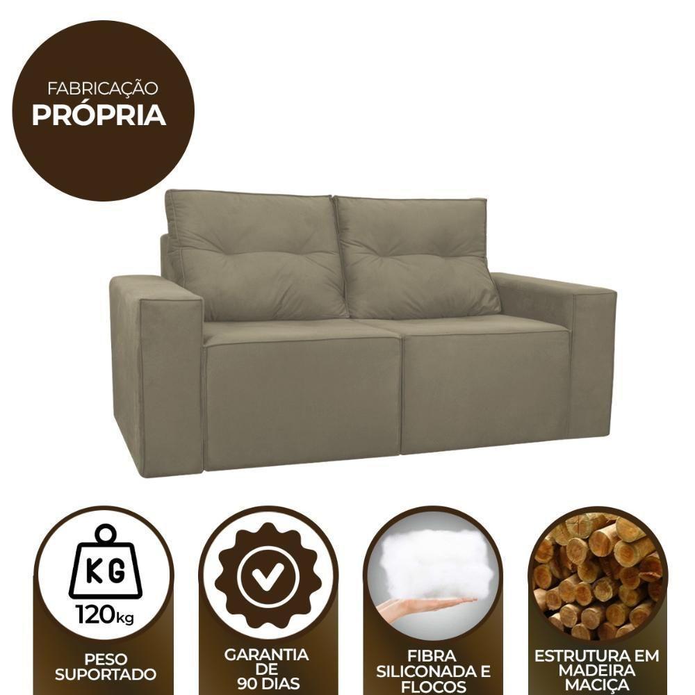 Sofá 1,80 Moderno 2 Lugares Confortável Onix Cappuccino - 2