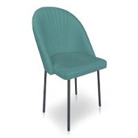 Cadeira Poltrona De Jantar Ariel Suede Azul Turquesa Pés De Ferro Preto - Pallazio - 1