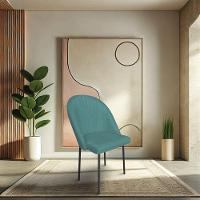 Cadeira Poltrona De Jantar Ariel Suede Azul Turquesa Pés De Ferro Preto - Pallazio - 2