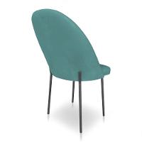Cadeira Poltrona De Jantar Ariel Suede Azul Turquesa Pés De Ferro Preto - Pallazio - 5