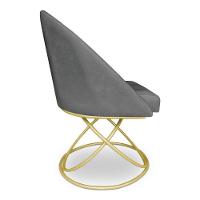 Kit 06 Cadeiras Poltrona De Jantar Bela Veludo Grafite Base Metálica Luxo Dourado - Pallazio - 5