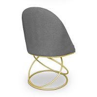 Cadeira Poltrona De Jantar Bela Linho Grafite Base Metálica Luxo Dourado - Pallazio - 5