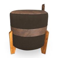 Kit 02 Puffs Le Mans Veludo Marrom E Corano Nozes Base De Madeira - Pallazio