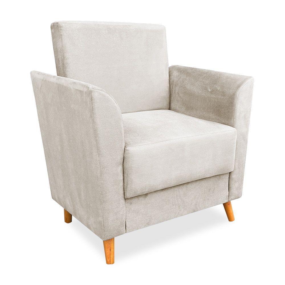 Poltrona De Amamentação Com Puff Flavia Suede Bege - Pallazio - 4