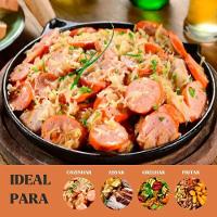 Bifeteira Lisa Redonda Cabo De Madeira 24cm Em Ferro Fundido Panela Mineira - 5