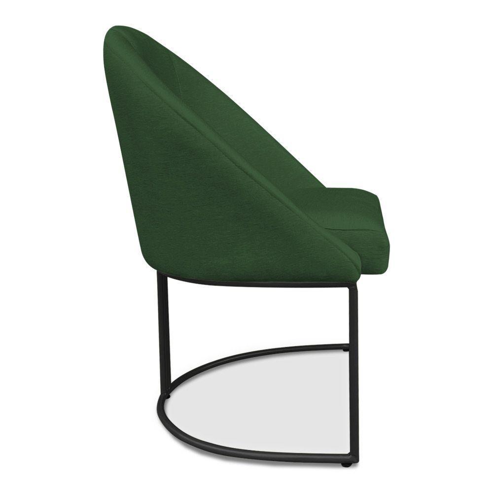 Kit 08 Cadeiras Poltrona De Jantar Bela Suede Verde Base Metálica Industrial Preto - Pallazio - 5
