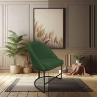 Kit 08 Cadeiras Poltrona De Jantar Bela Suede Verde Base Metálica Industrial Preto - Pallazio - 2