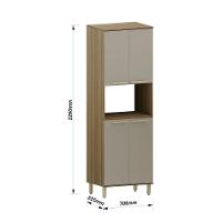 Paneleiro 70cm 4 Portas Com 1 Nicho Microondas Isis Luciane Avelã-mocca Laca - 3