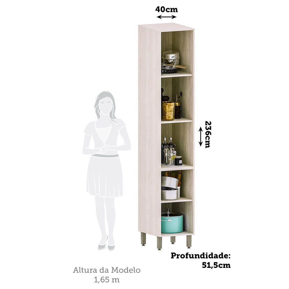 Paneleiro De Cozinha 40cm 2 Portas 4 Prateleiras Art Luciane Pátina-cinza Cristal - 2